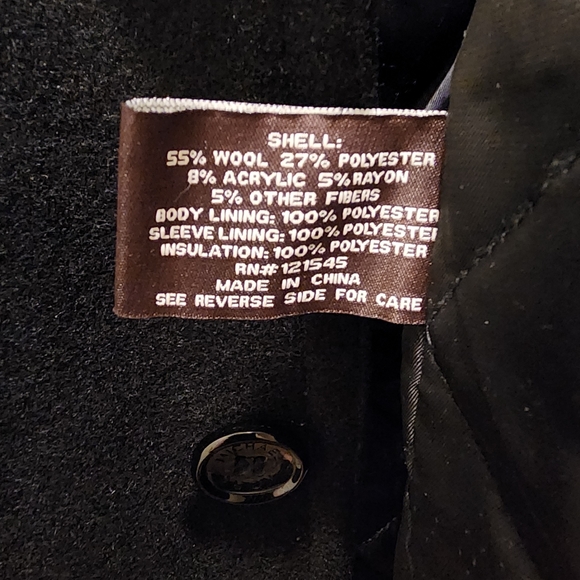 Michael Kors Men's Black X-Large Wool Pea Coat - Picture 7 of 9